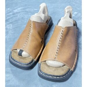 GBX Comfort Sandals Mens Size 12 Brown Leather Slide Slip On Comfort Casual